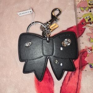 Coach Black Bow Key Holder with Sparkling Accents